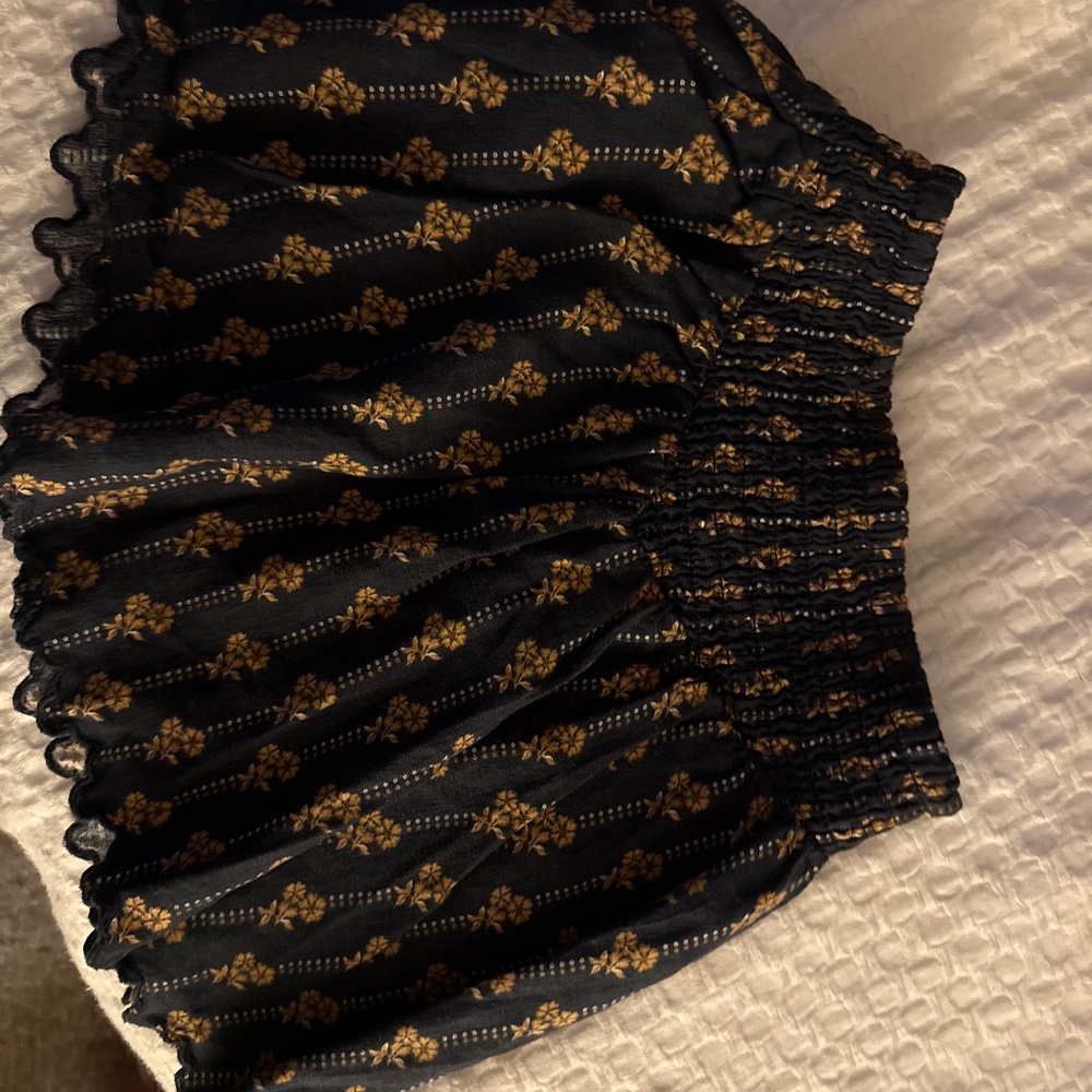 Navy blue and brown floral skirt